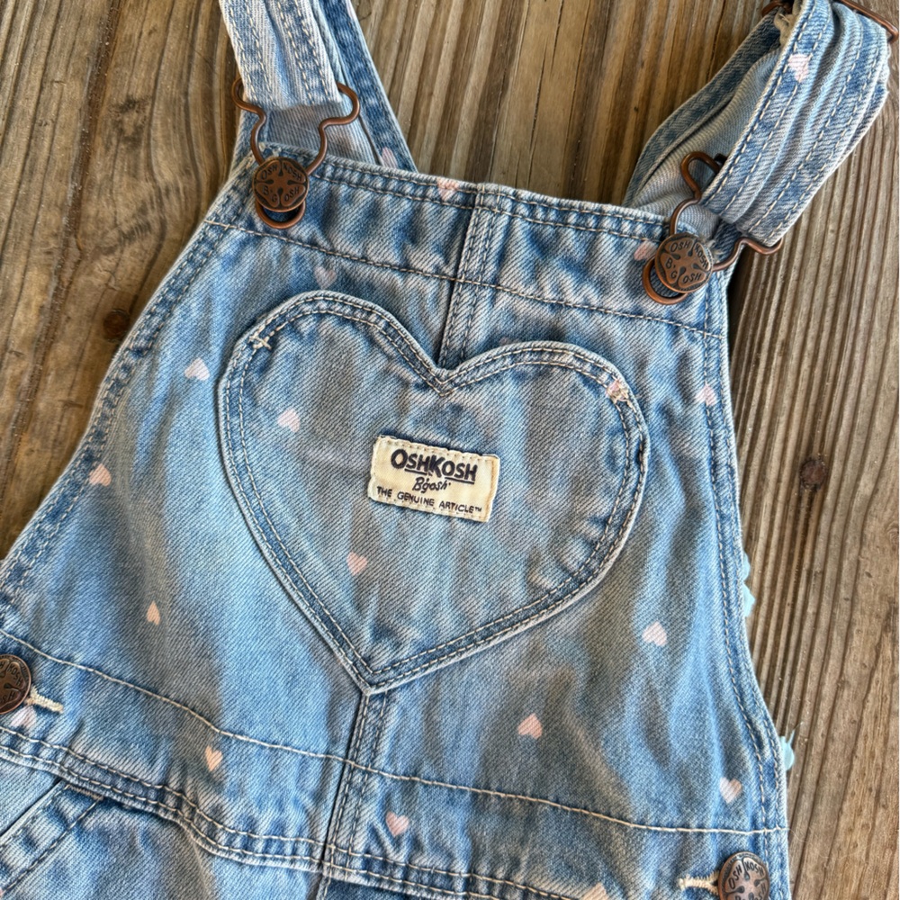 osh kosh b’gosh heart overalls - 3T